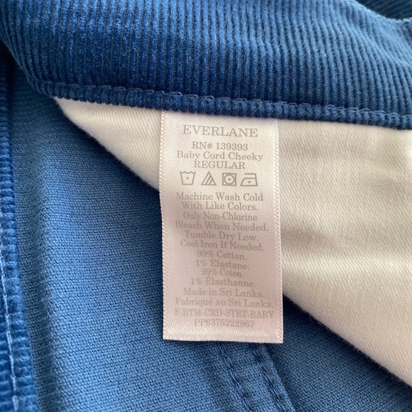 Everlane Cheeky Baby Cord Regular Length Jean Pant Blue Size 29 - Picture 6 of 6